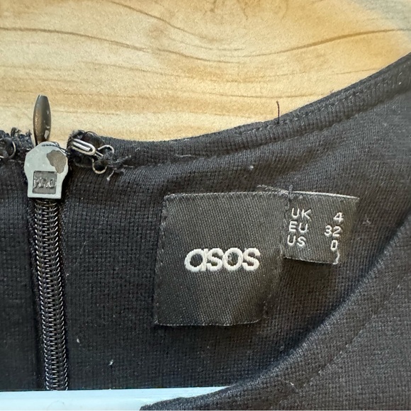ASOS Black Sexy Midi Pencil Skirt Dress with Plunging Neckline Size 0 - Picture 6 of 6